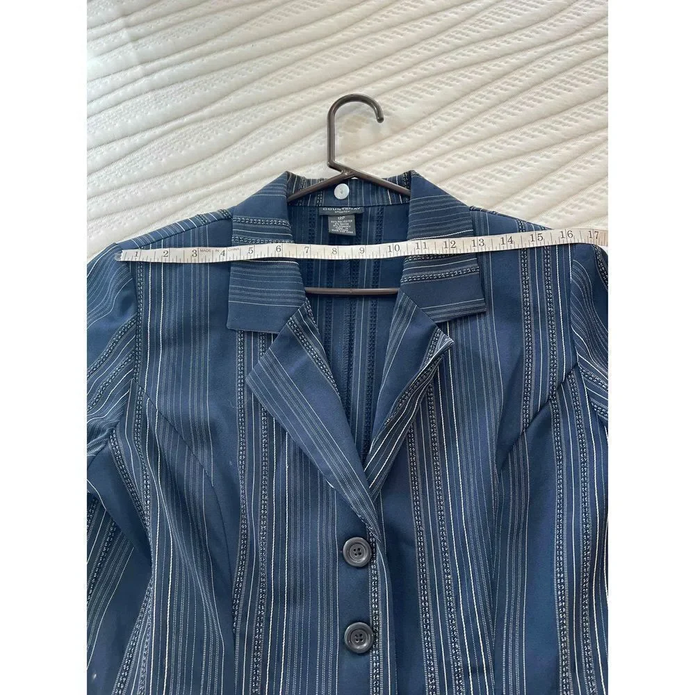 Vintage Courtenay Stretch blazer navy and white stripe size 12 petite